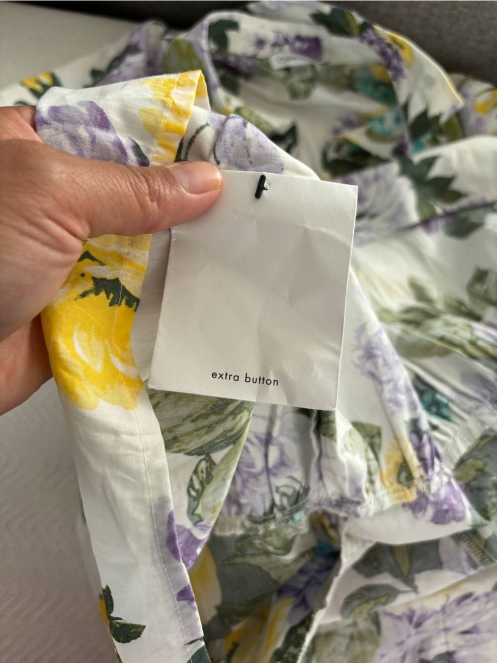 🐞Calvin Klein White Mini Dress with Purple, Yellow & Teal Floral Print - Picture 9 of 12